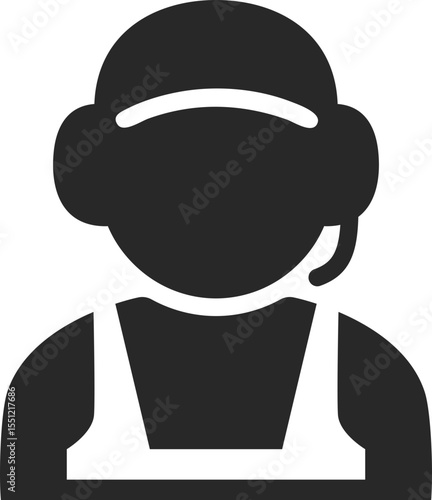 Airport ground crew solid icon used in aviation, travel services, and transportation designs.