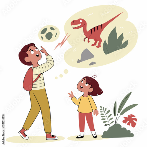 Children's Imagination: Dreaming of Dinosaurs and Prehistoric Adventures Together