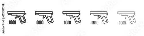 Gun with ammunition icon outline ilustration vector symbol