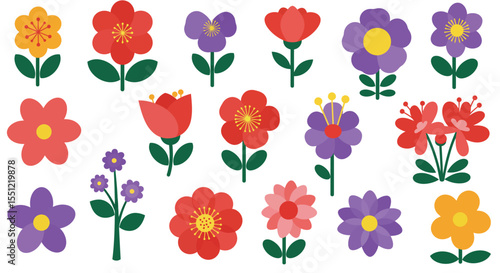 Wallpaper Mural Stylized Cartoon Flower Collection – Vibrant and Playful Floral Illustrations for Kids, Decor, and Graphic Projects Torontodigital.ca