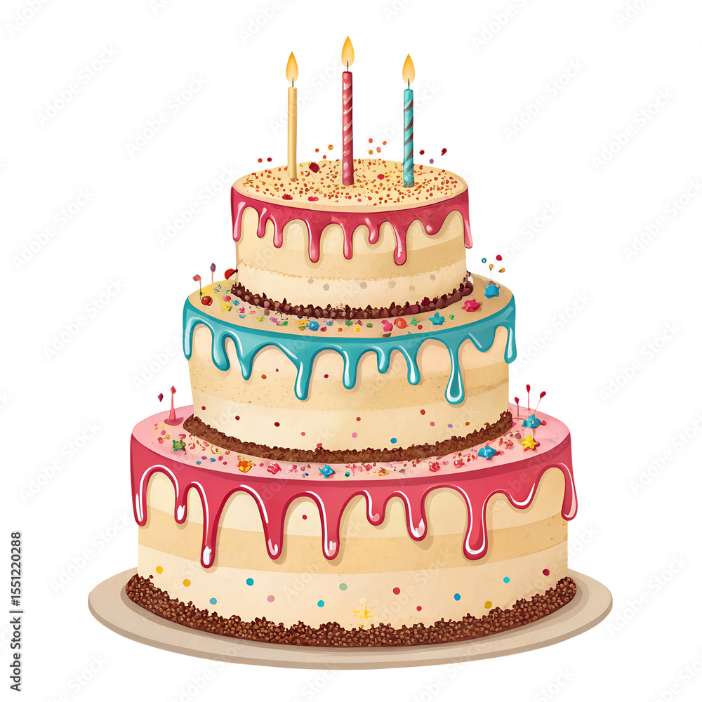 3 tier birthday cake with candles 3 tier birthday cake with candles