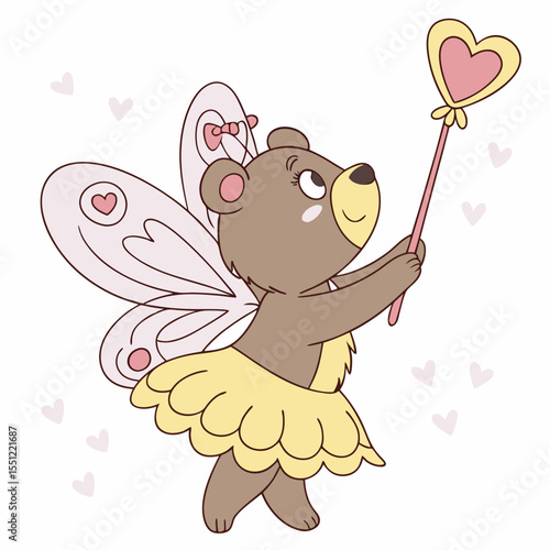 Enchanting Fairy Bear: A whimsical cartoon character spreading love and cheer