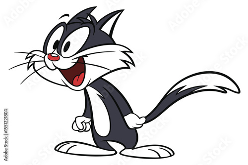 Cartoon Cat with Mischievous Grin A Classic Animation Style Character with Bold Colors and Exaggerated Features