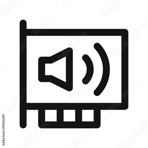 Sound card UI icon, sound blaster simple line user interface vector symbol