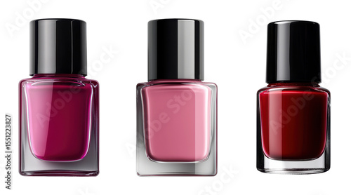 Stylish nail polish bottles in vibrant shades