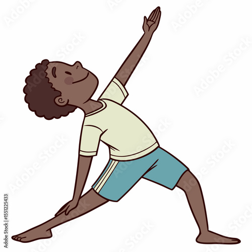 Child practicing a side angle pose in yoga for flexibility and balance