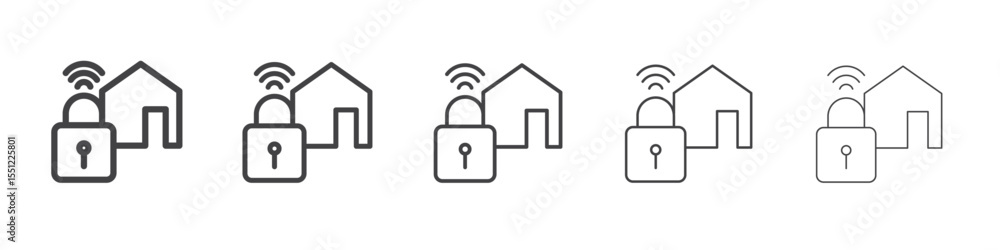 Home smart lock icon outline ilustration vector symbol Home smart lock icon outline ilustration vector symbol