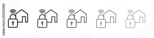 Home smart lock icon outline ilustration vector symbol
