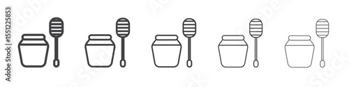 Honey jar with dipper icon outline ilustration vector symbol