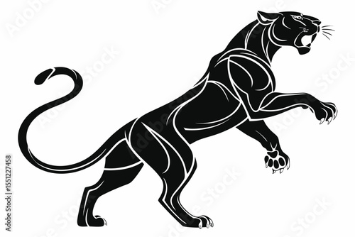 Stylized Black Panther Ready to Pounce a Symbol of Strength Power and Ferocity Depicted in Detailed Silhouette Form