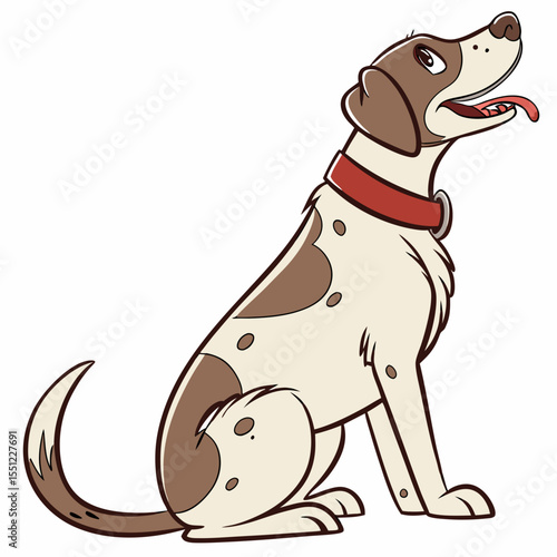 Cartoon hound companion anticipating playtime with cheerful expression of dog bliss