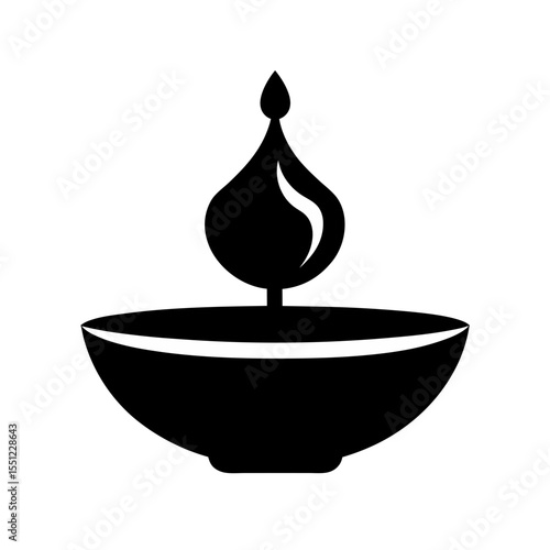 black silhouette of a diwali candle holder on whit.svg