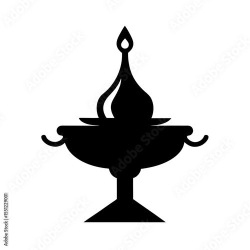 black silhouette of a traditional indian lamp stan.svg