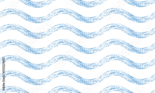 Seamless wave pattern. Wavy grunge brush stroke. Hand drawn water sea vector background. 