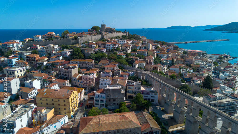 Obraz premium Landscape of old town and sea in Kavala, Macedonia, Greece, Europe