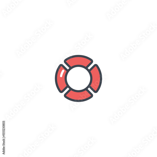 Red lifesaver floats protectively near ocean safety prevention rescue