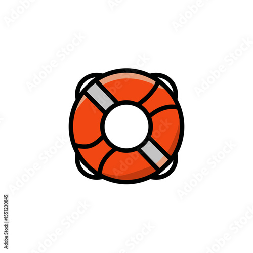 Orange lifesaver floats aids safety outdoor recreation waters edge simple graphic