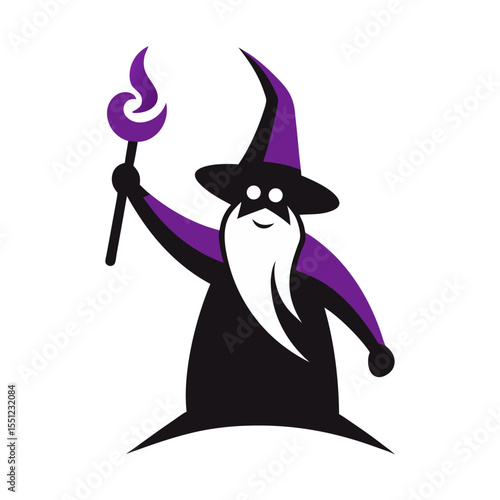 wizard casting spell mascot logo icon on white bac.svg