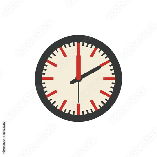 Analog clock indicates time passing on white background minimal style