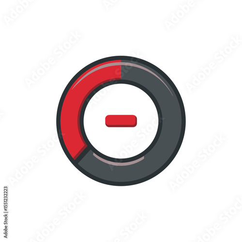 Circular graph shows minus symbol inside chart on white backdrop indicator