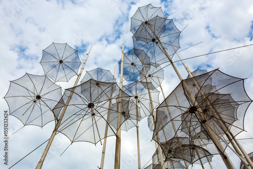 The metallic umbrellas inby...