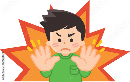 立入禁止　制止する若い男性