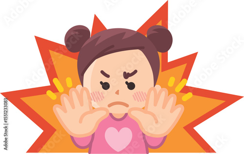 立入禁止　制止する女の子