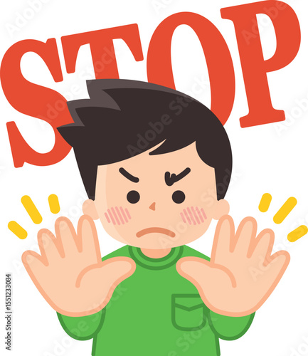 立入禁止　制止する若い男性