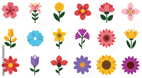 Wallpaper Mural Stylized Cartoon Flower Collection – Vibrant and Playful Floral Illustrations for Kids, Decor, and Graphic Projects Torontodigital.ca