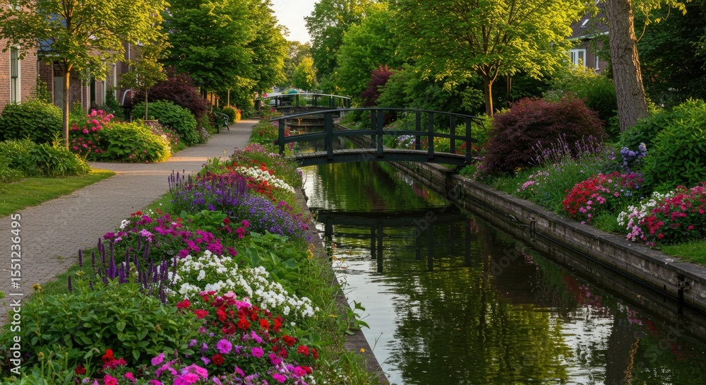 Obraz premium Idyllic Canalside Walkway