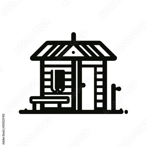 Changing hut icon in minimalist style representing beach theme