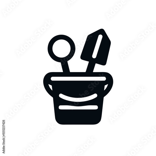 Bucket and spade icon in minimalist style representing beach theme