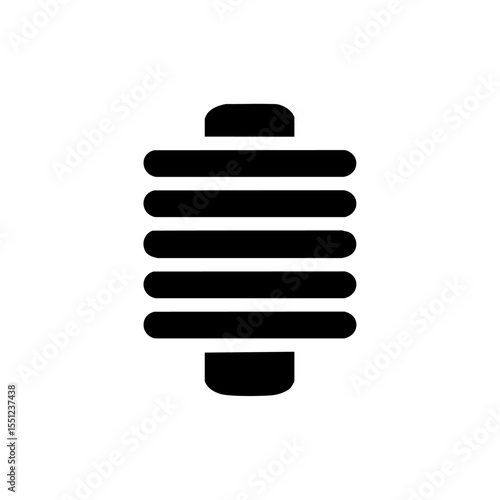 Minimalist black vector icon of an electrical transformer coil, abstract and stylized with parallel winding lines.


