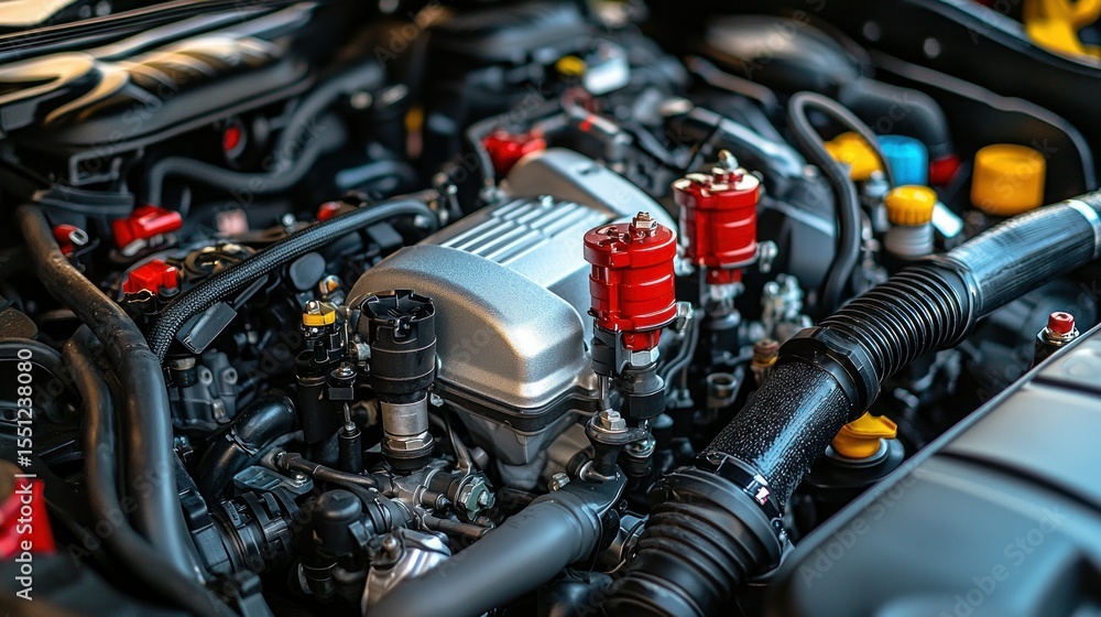 Fototapeta premium Detailed engine bay view