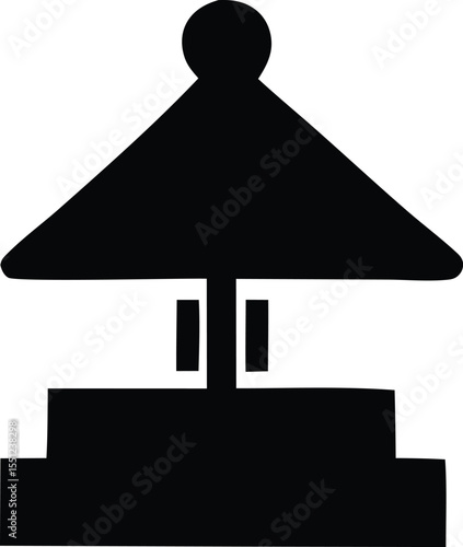 A minimalist black silhouette of a traditional japanese stone lantern known as a t r featuring a tiered base and a central light chamber