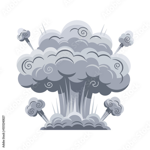 Vector Illustration of a Gray Smoke Explosion