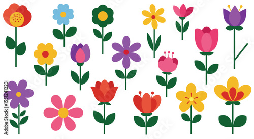 Wallpaper Mural Stylized Cartoon Flower Collection – Vibrant and Playful Floral Illustrations for Kids, Decor, and Graphic Projects Torontodigital.ca