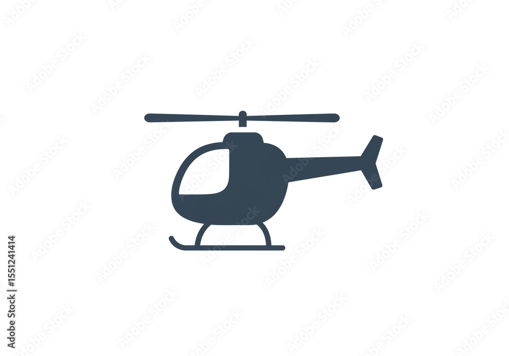 Helicopter Silhouette Icon – Minimalist Aircraft Symbol with Tail Rotor and Landing Skids Helicopter Silhouette Icon – Minimalist Aircraft Symbol with Tail Rotor and Landing Skids