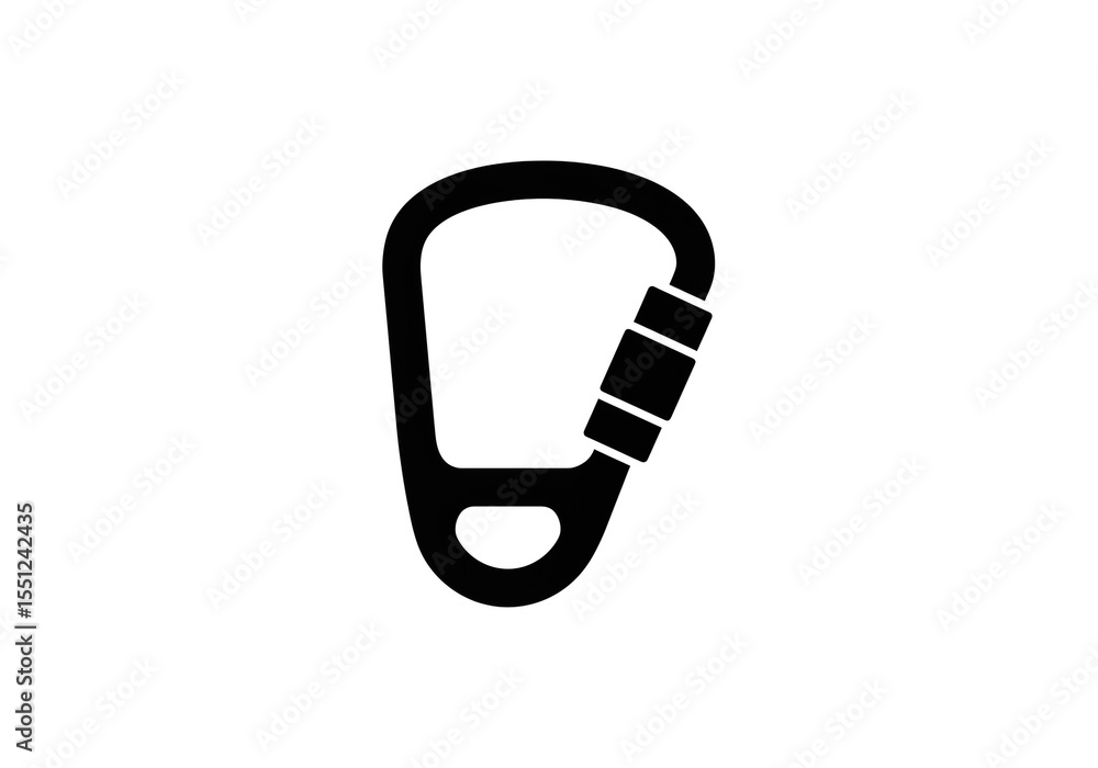 Minimalist Silhouette of Locking Carabiner for Climbing and Safety Use Minimalist Silhouette of Locking Carabiner for Climbing and Safety Use