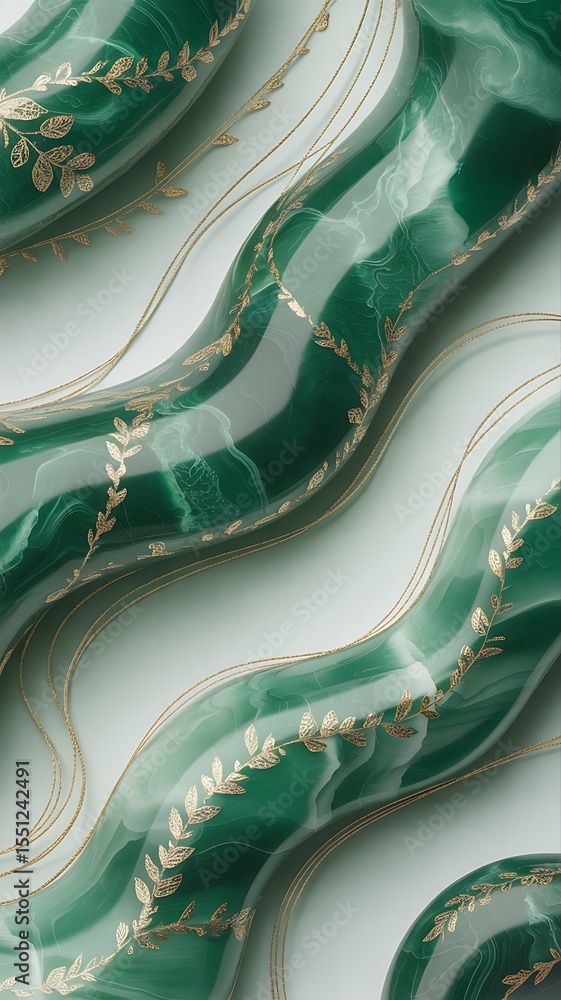 Emerald Green Marble Texture with Gold Accents Abstract Art Background Emerald Green Marble Texture with Gold Accents Abstract Art Background