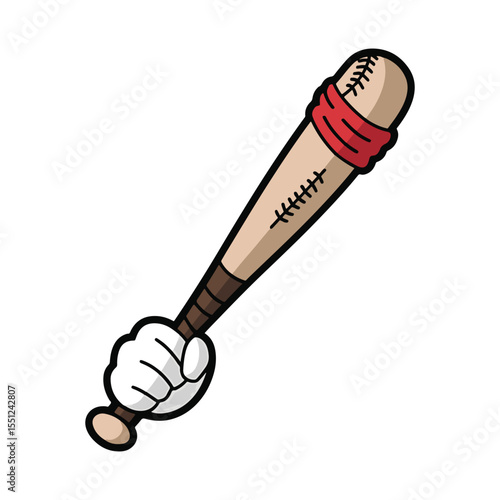 Cartoon hand holding baseball bat vector illustration design