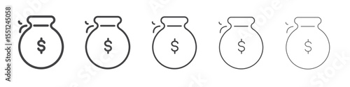 Money bag icon outline ilustration vector symbol