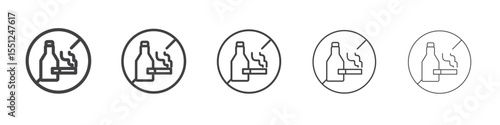 No alcohol and cigarettes icon outline ilustration vector symbol