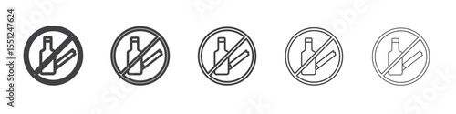 No alcohol and cigarettes icon outline ilustration vector symbol