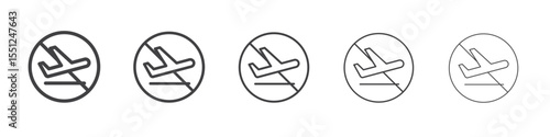 no flight or fly zone icon outline ilustration vector symbol