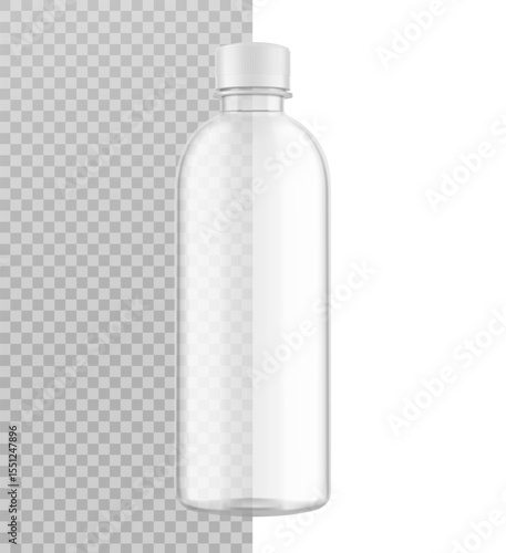 Bottle with cap mockup. Vector illustration isolated on a white and transparent background. Ready for use in presentation, promo, advertising and more. EPS10.