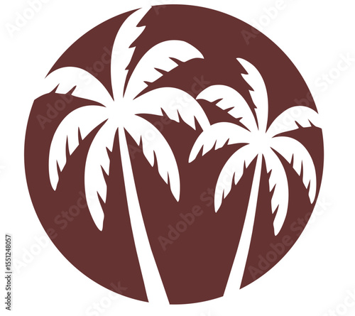 ICONA 2 PALME vettoriale, bianco su fondo colore variabile