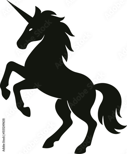 Black Unicorn Silhouette - Mythical Animal Vector Clipart