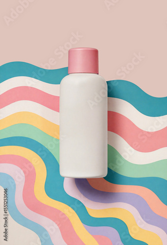 White Bottle on Colorful Background