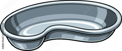 Kidney Shaped Grey Plastic Basin Illustration